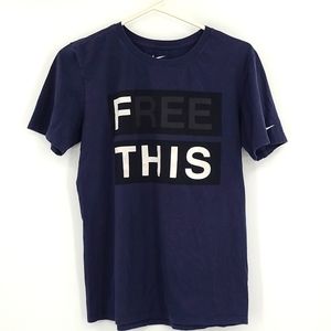 Nike Small Navy Blue white black gray Free This short sleeve crewneck tee shirt